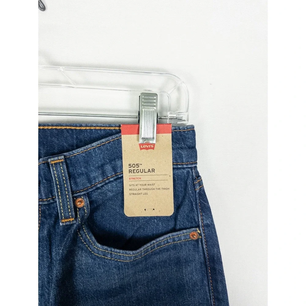 NWT Levi's 505 Regular Stretch Straight Leg Jeans Mens 30x32 Medium Blue Wash Cl